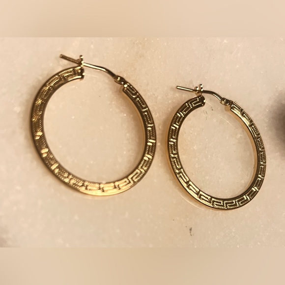 Mia Fiore Italy 18kt Gold Plated Sterling Silver Etched Hoop Earrings NWT - Picture 4 of 6